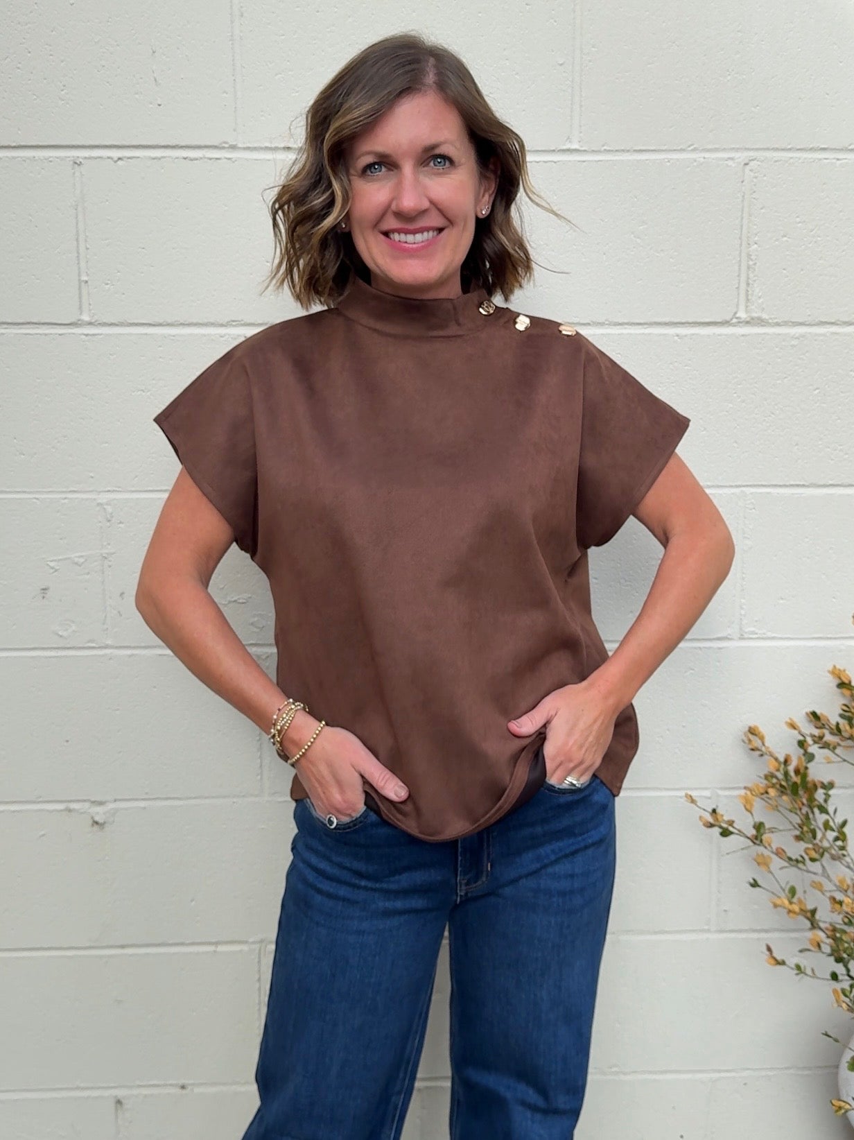 THML | Giselle Mock Neck Suede Top | Sweetest Stitch Boutique RVA