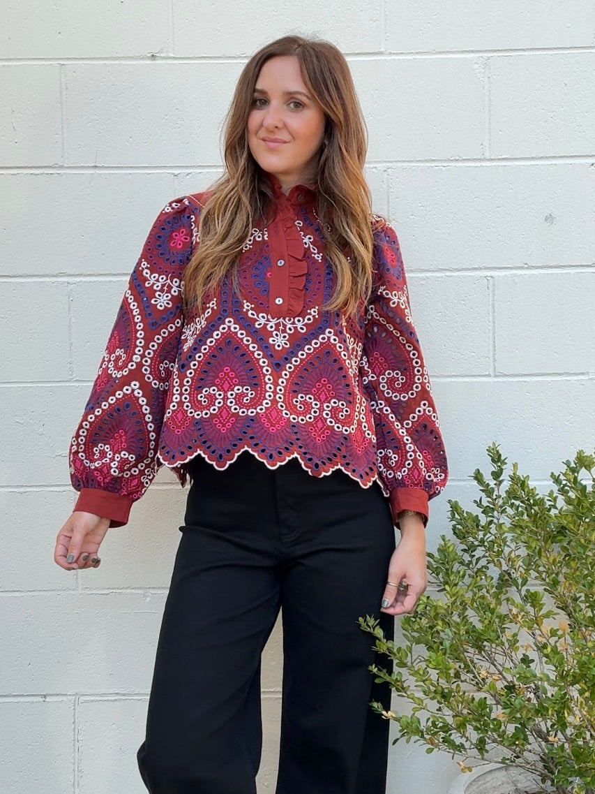 Entro | Brielle Embroidered Top | Sweetest Stitch Boutique
