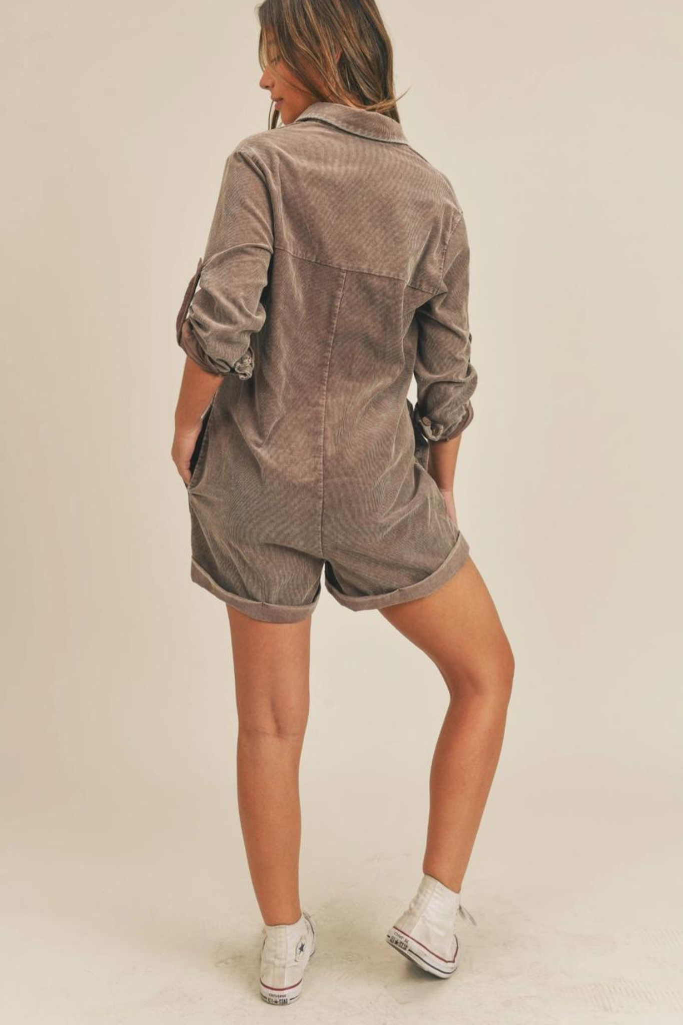 Sadie & Sage Washed Brown Get Like This Romper | Sweetest Stitch