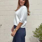 Miou Muse | Short Sleeve Knit Top - Off White | Sweetest Stitch RVA