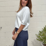 Miou Muse | Short Sleeve Knit Top - Off White | Sweetest Stitch RVA