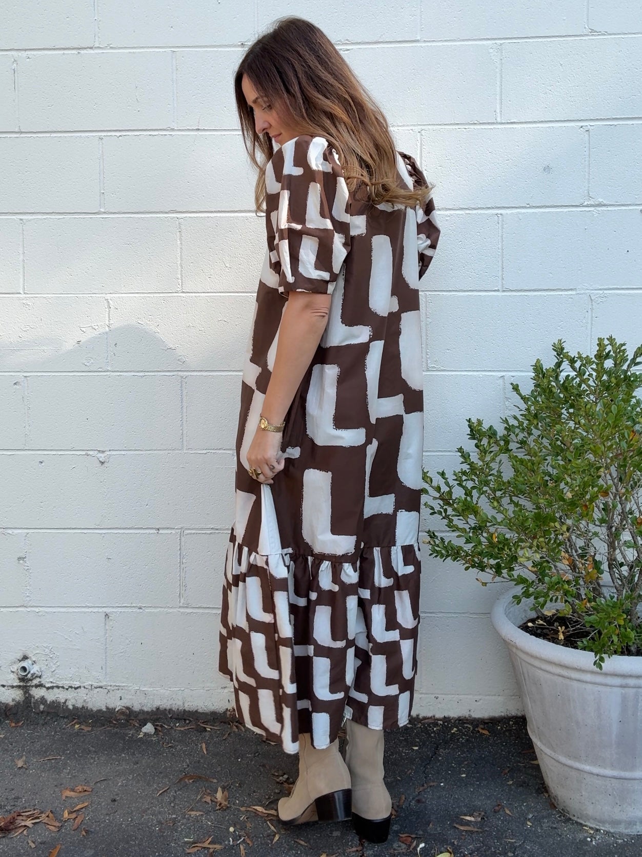 Entro | Elaina Puff Sleeve Midi Dress | Sweetest Stitch Boutique