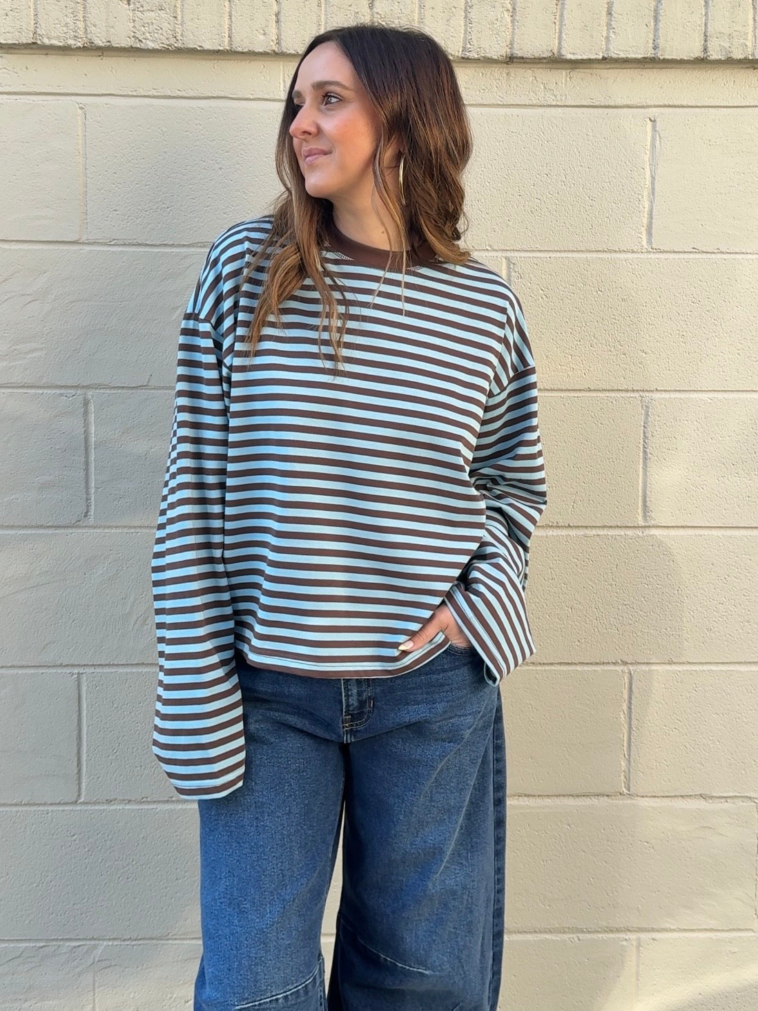 Olivaceous | Anna Striped Oversized Tee | Sweetest Stitch Boutique