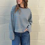 Olivaceous | Anna Striped Oversized Tee | Sweetest Stitch Boutique