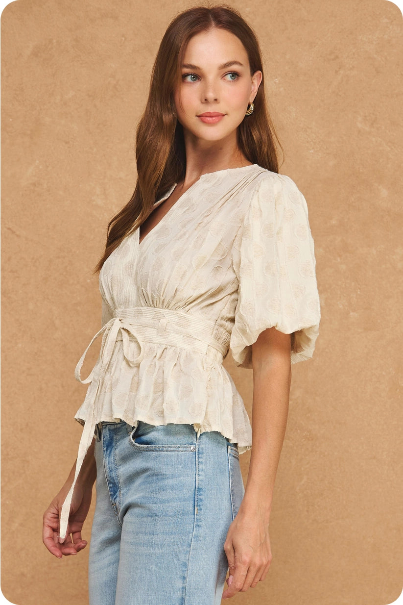 Strut & Bolt | Tracie Puff Sleeve Peplum Top | Sweetest Stitch Boutique