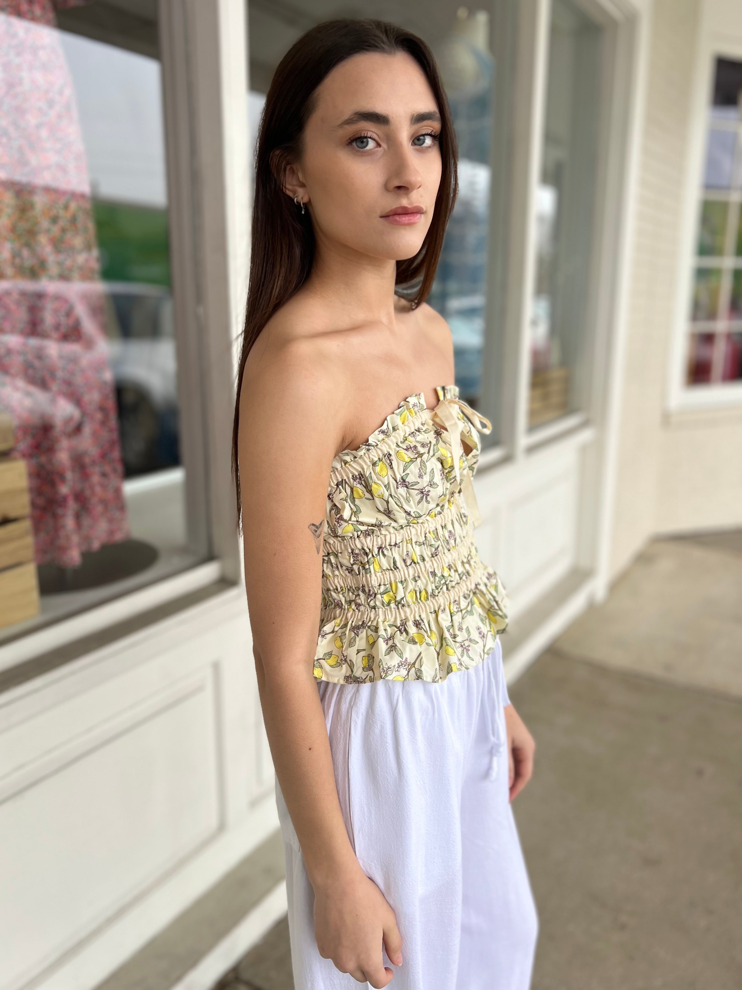 By Together | Everland Lemon Floral Tube Top | Sweetest Stitch