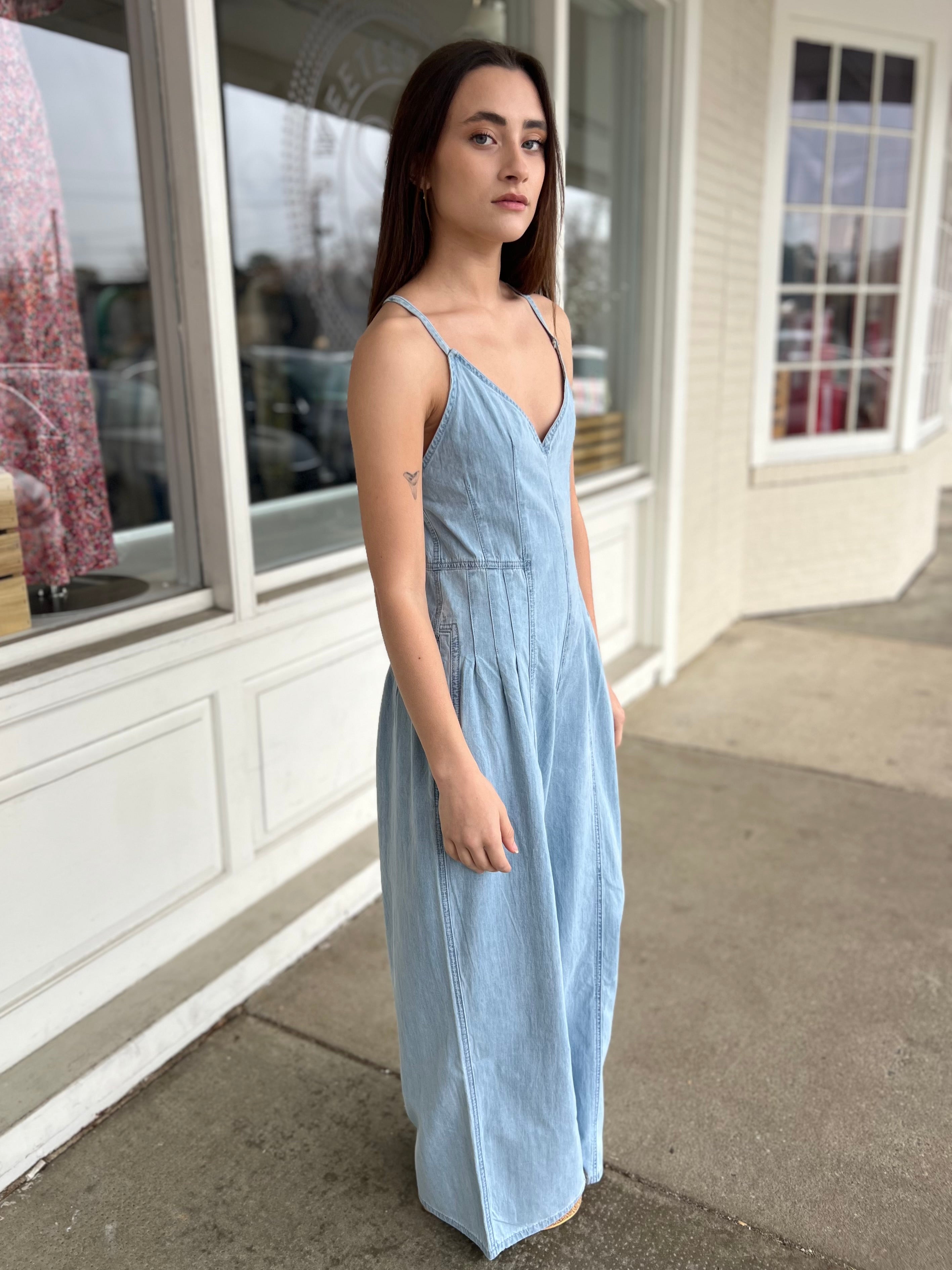 Miou Muse | Luna Chambray Light Denim Jumpsuit | Sweetest Stitch