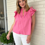 Olivaceous | Missy Stripe Ruffle Sleeve Shirt | Sweetest Stitch 