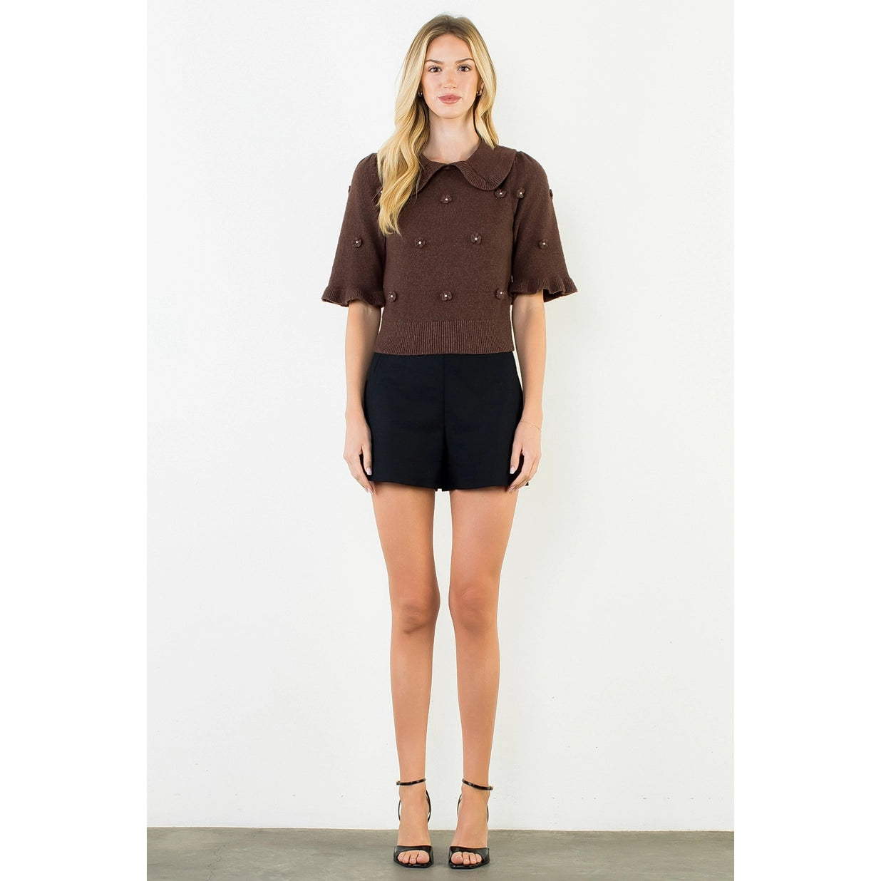 THML | Margot Flower Short Sleeve Sweater | Sweetest Stitch Boutique