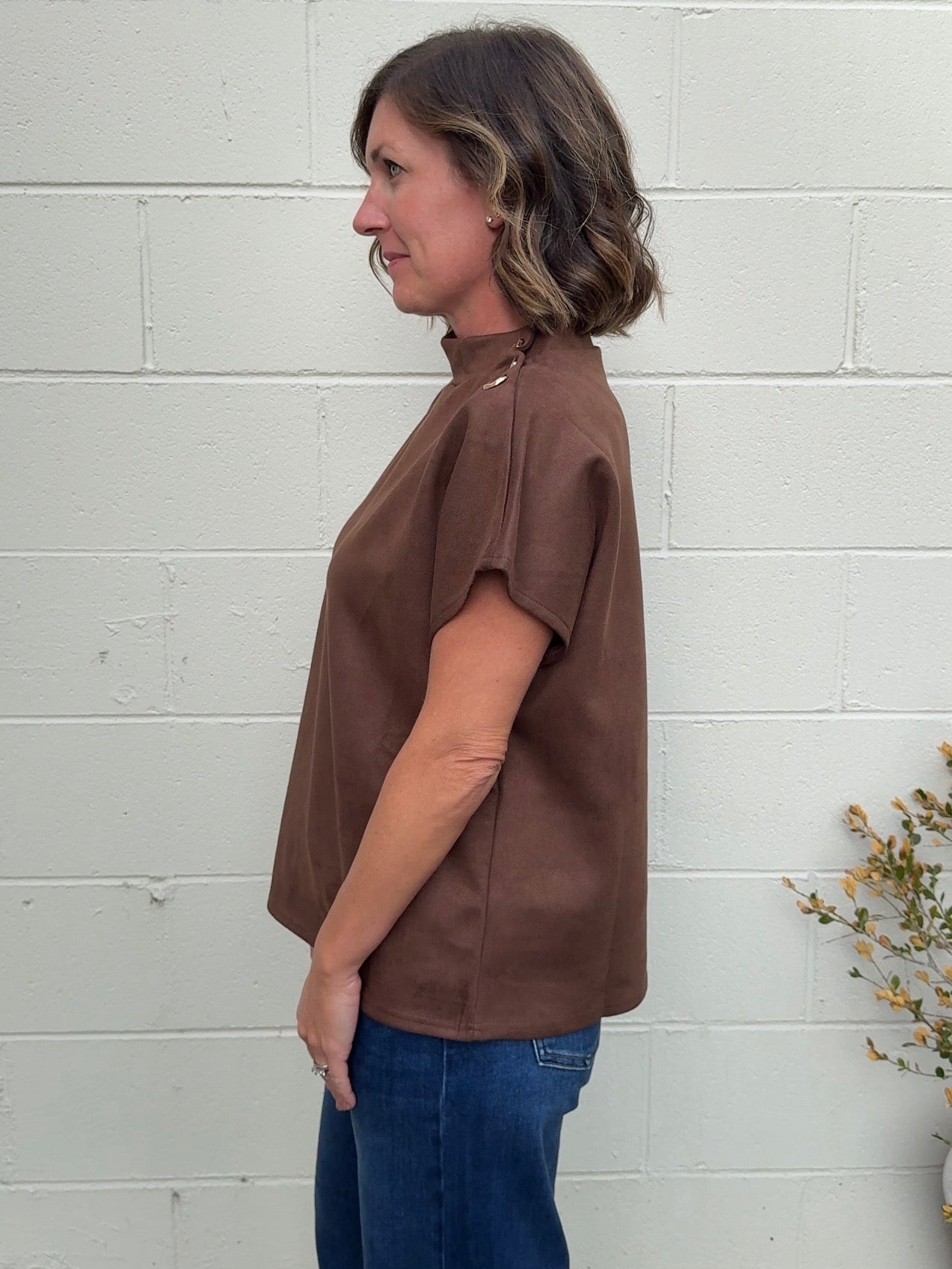 THML | Giselle Mock Neck Suede Top | Sweetest Stitch Boutique RVA