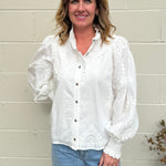 Entro | Holly Embroidered Button Front Top | Sweetest Stitch Boutique