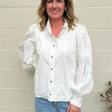 Entro | Holly Embroidered Button Front Top | Sweetest Stitch Boutique