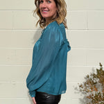 Current Air | Monica Satin Long Sleeve Blouse | Sweetest Stitch 