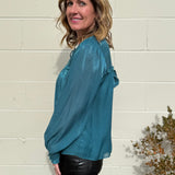 Current Air | Monica Satin Long Sleeve Blouse | Sweetest Stitch 