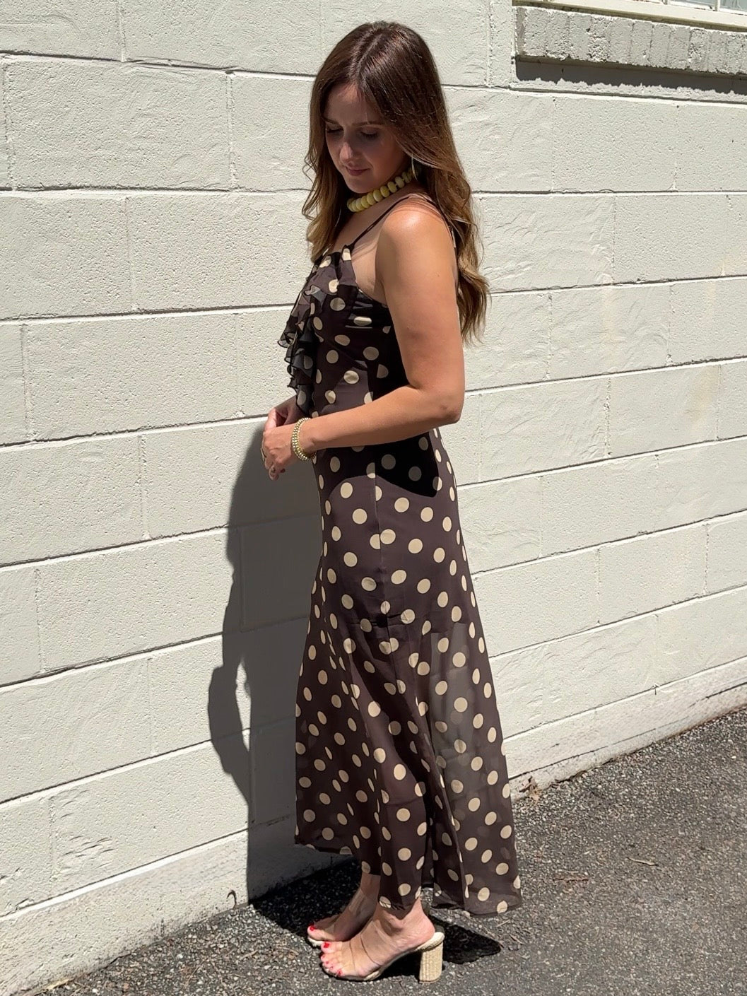 Olivaceous | Chloe Polka Dot Midi Dress | Sweetest Stitch Boutique