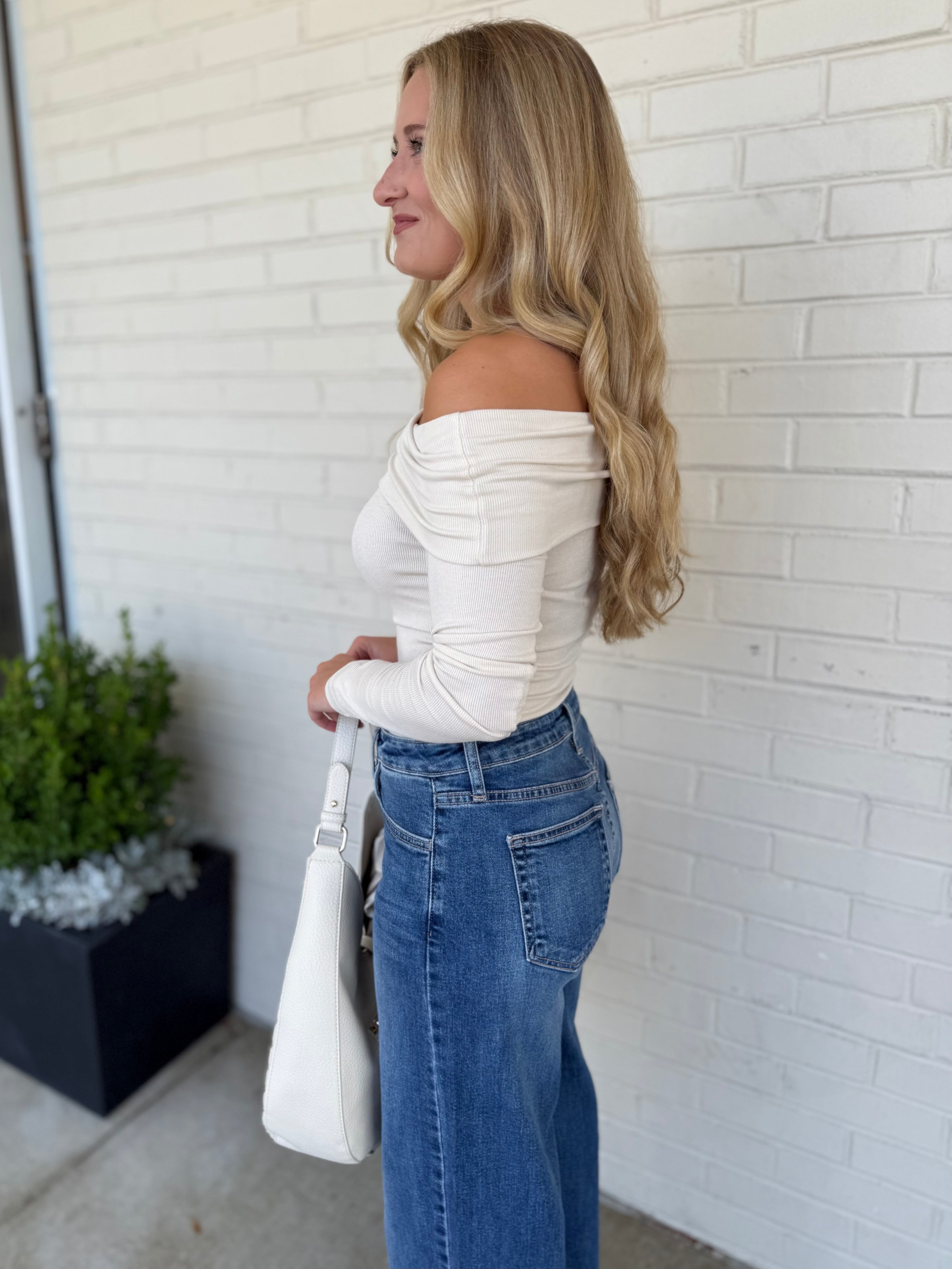 Jules Ribbed Off Shoulder Top