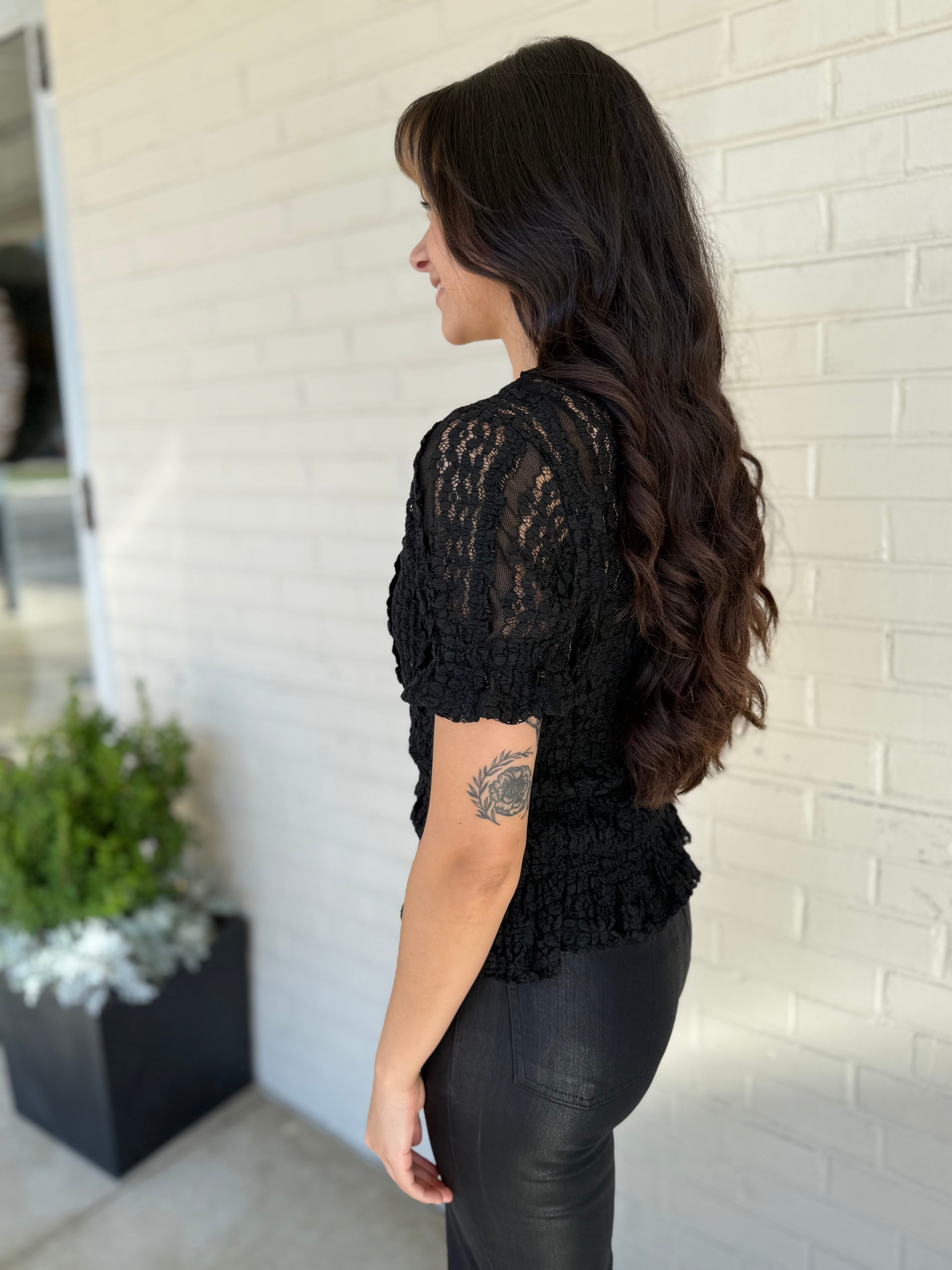 Miou Muse | Brooke Lace Short Sleeve Top | Sweetest Stitch