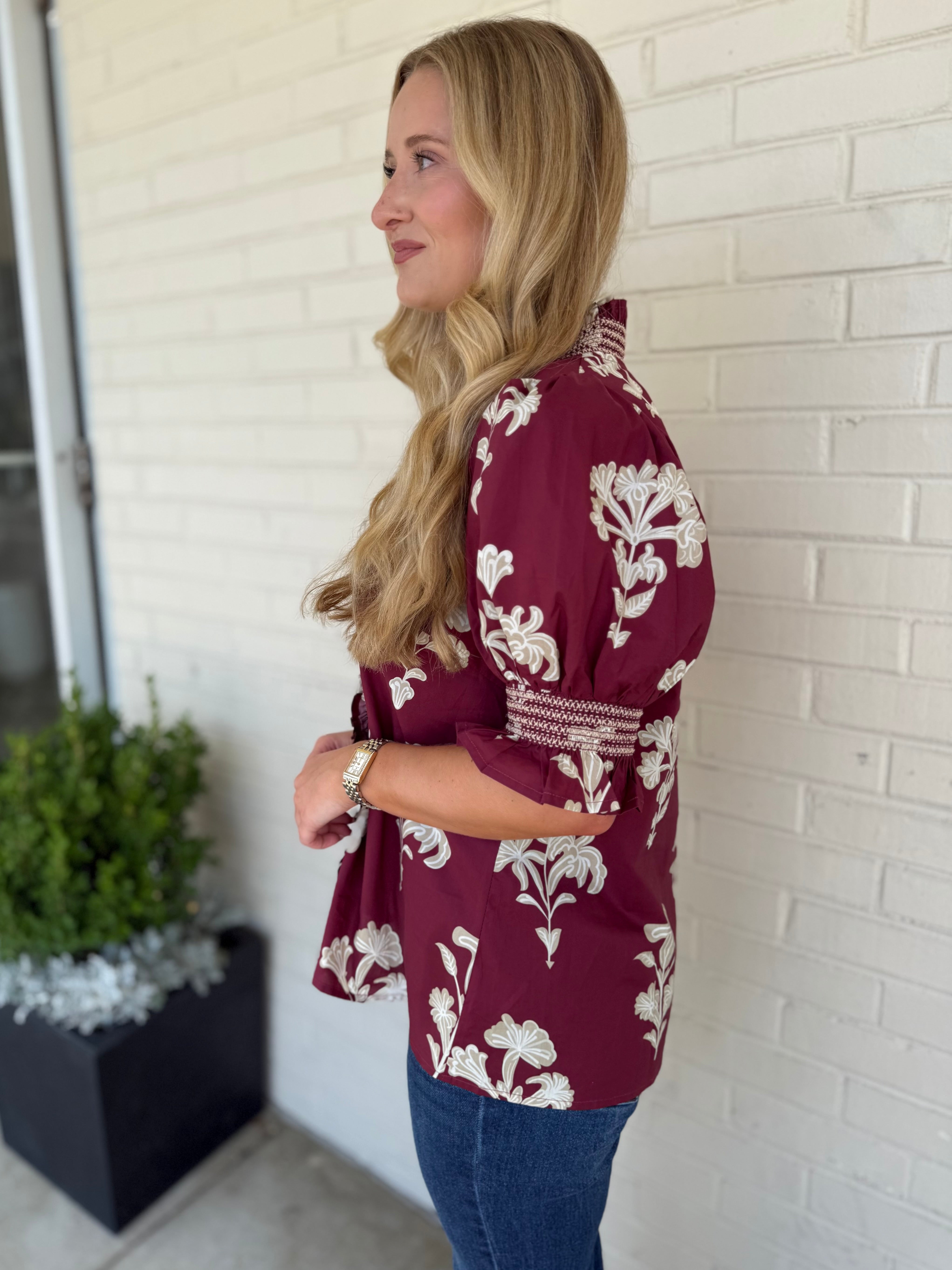 Entro | Kaylee Floral Puff Sleeve Top | Sweetest Stitch Boutique
