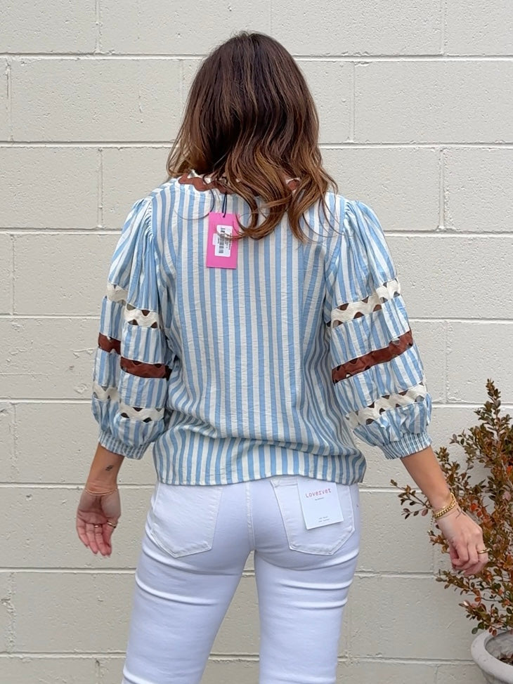 THML | Elisa Striped V-Neck Top | Sweetest Stitch Boutique Richmond