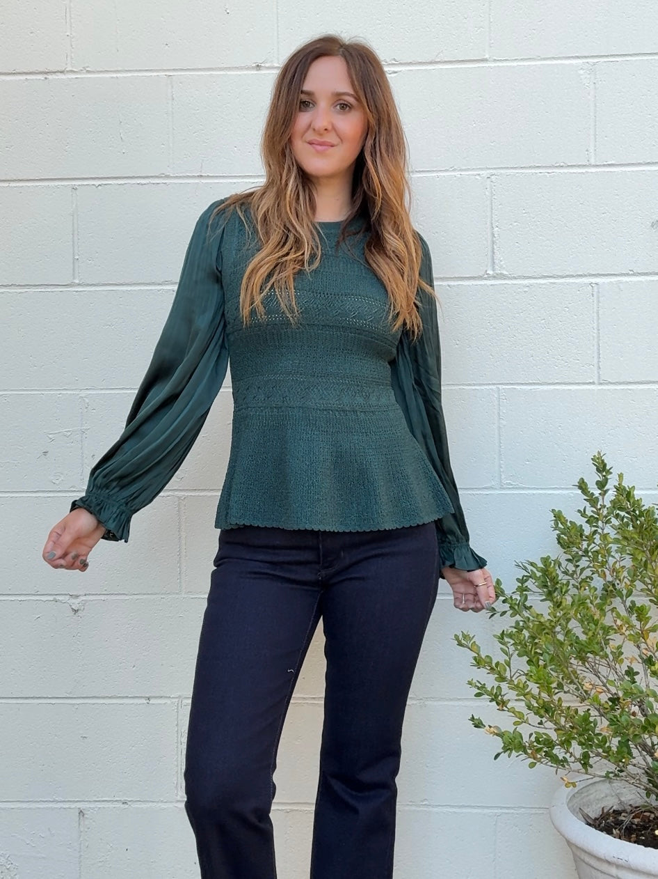 Current Air | Winter Knit Top Emerald | Sweetest Stitch