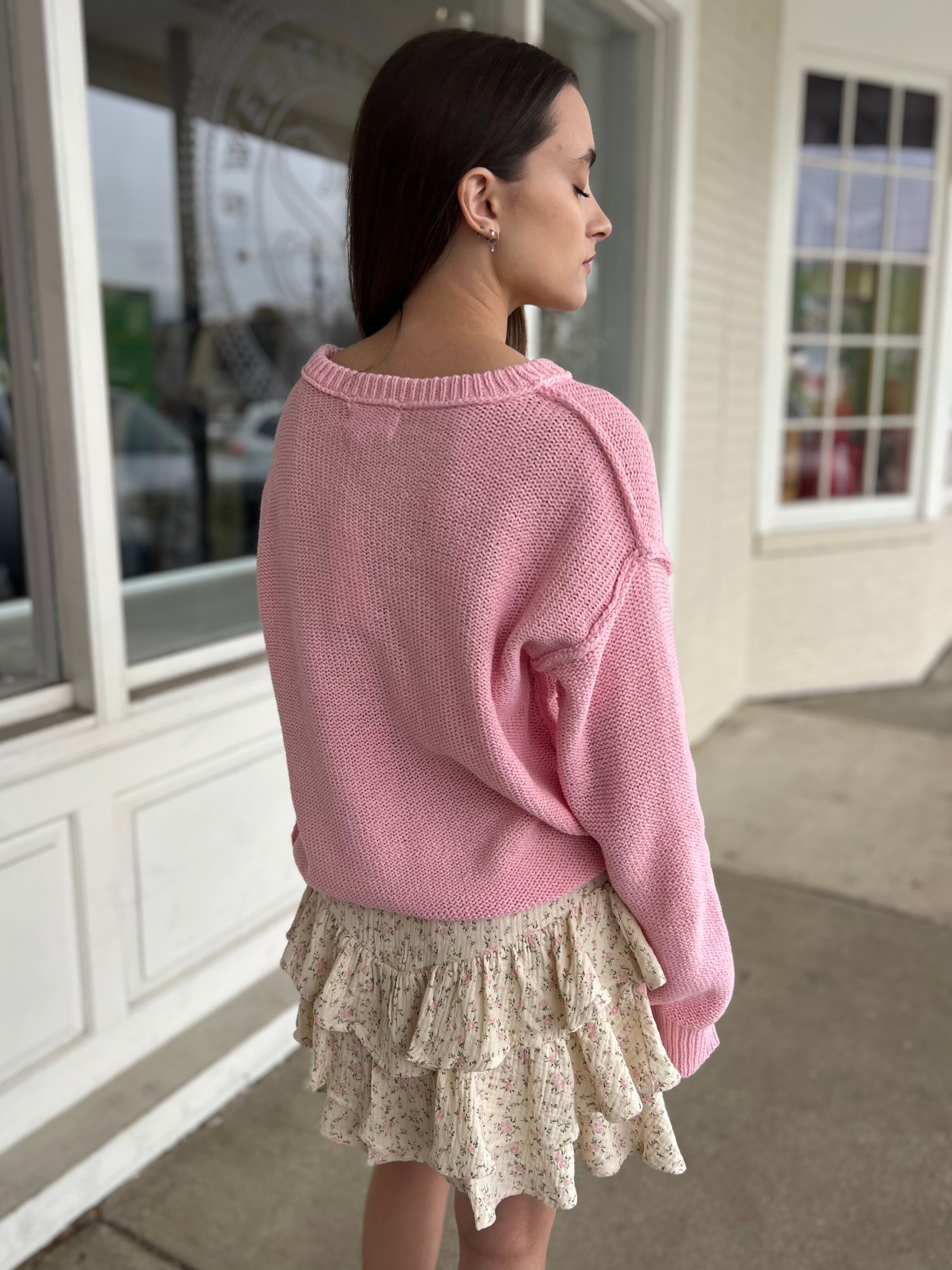 By Together | Pink Drop Shoulder Sweater | Sweetest Stitch