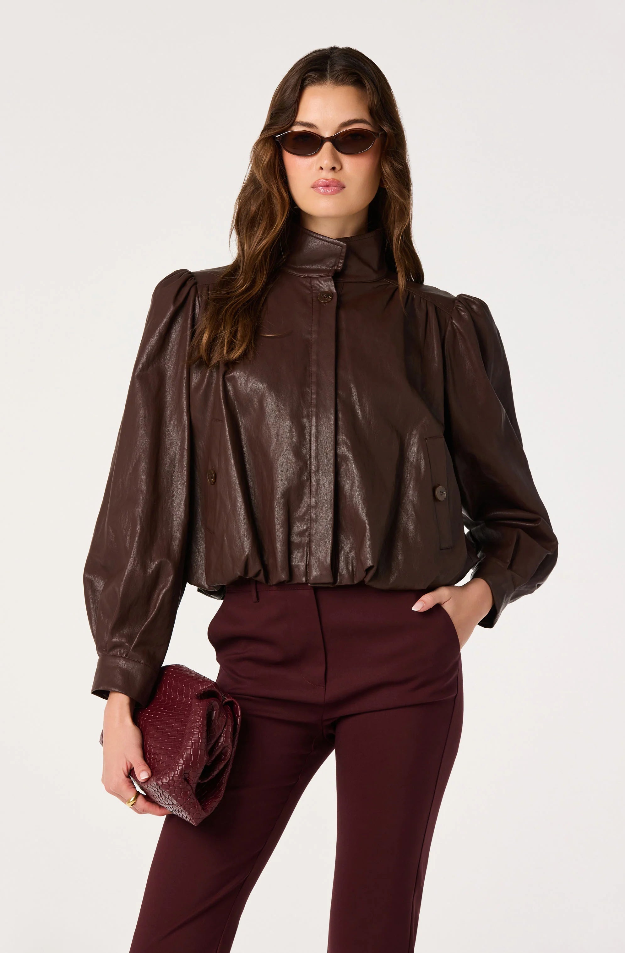 ASTR The Label | Estero Faux Leather Bomber Jacket | Sweetest Stitch