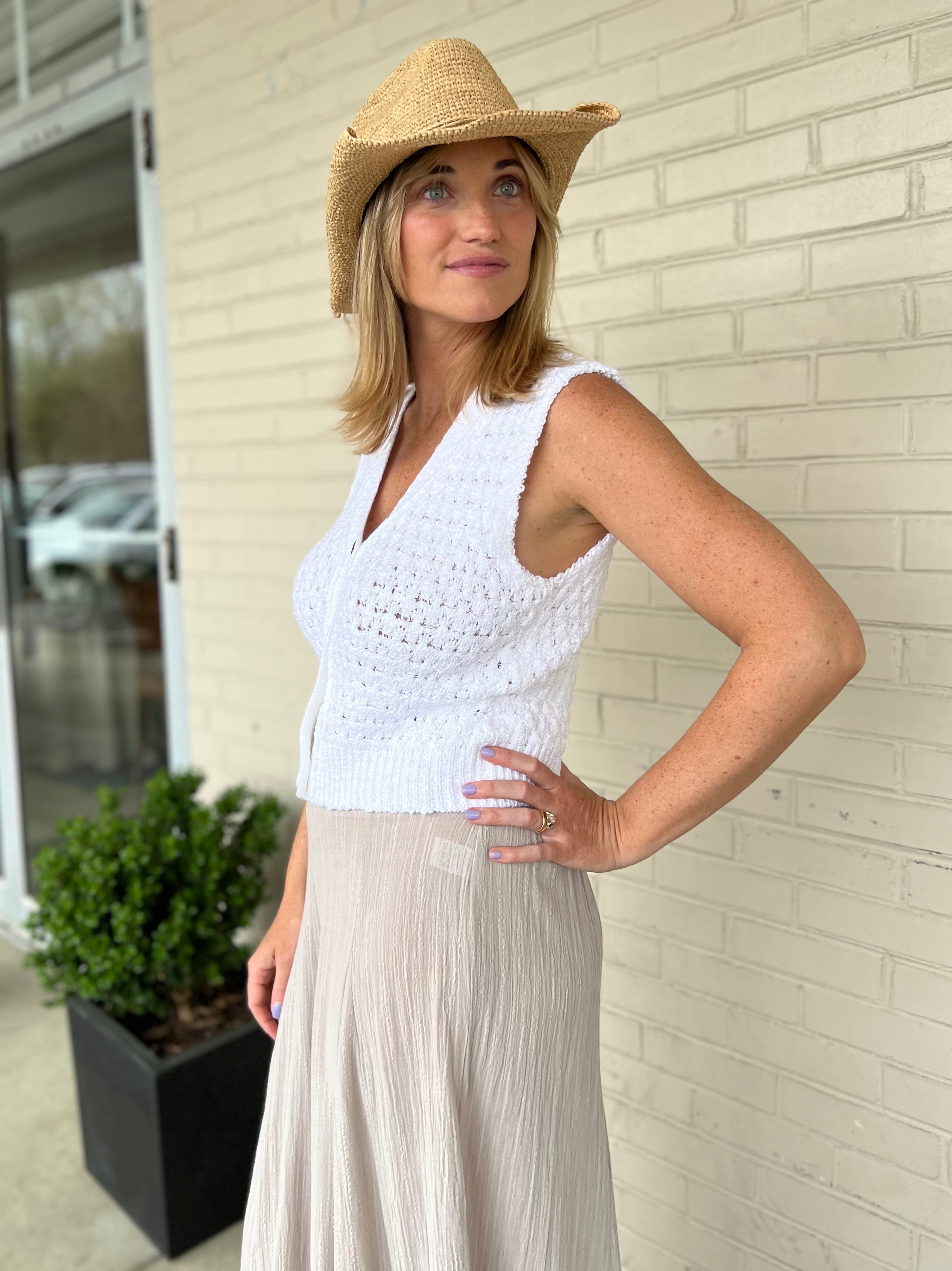 Miou Muse | Micah Knit Button Front Vest | Sweetest Stitch