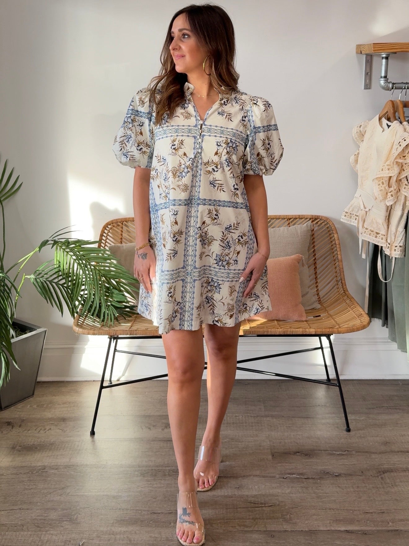 Entro | Nova V-Neck Puff Sleeve Dress | Sweetest Stitch Boutique