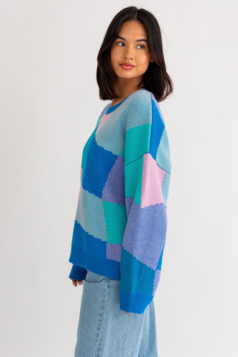 Le Lis | Abstract Plaid Sweater | Sweetest Stitch Online Boutique