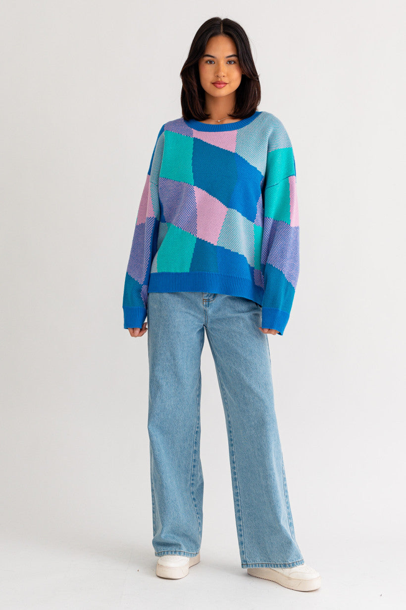 Le Lis | Abstract Plaid Sweater | Sweetest Stitch Online Boutique