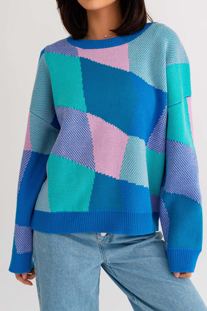 Le Lis | Abstract Plaid Sweater | Sweetest Stitch Online Boutique