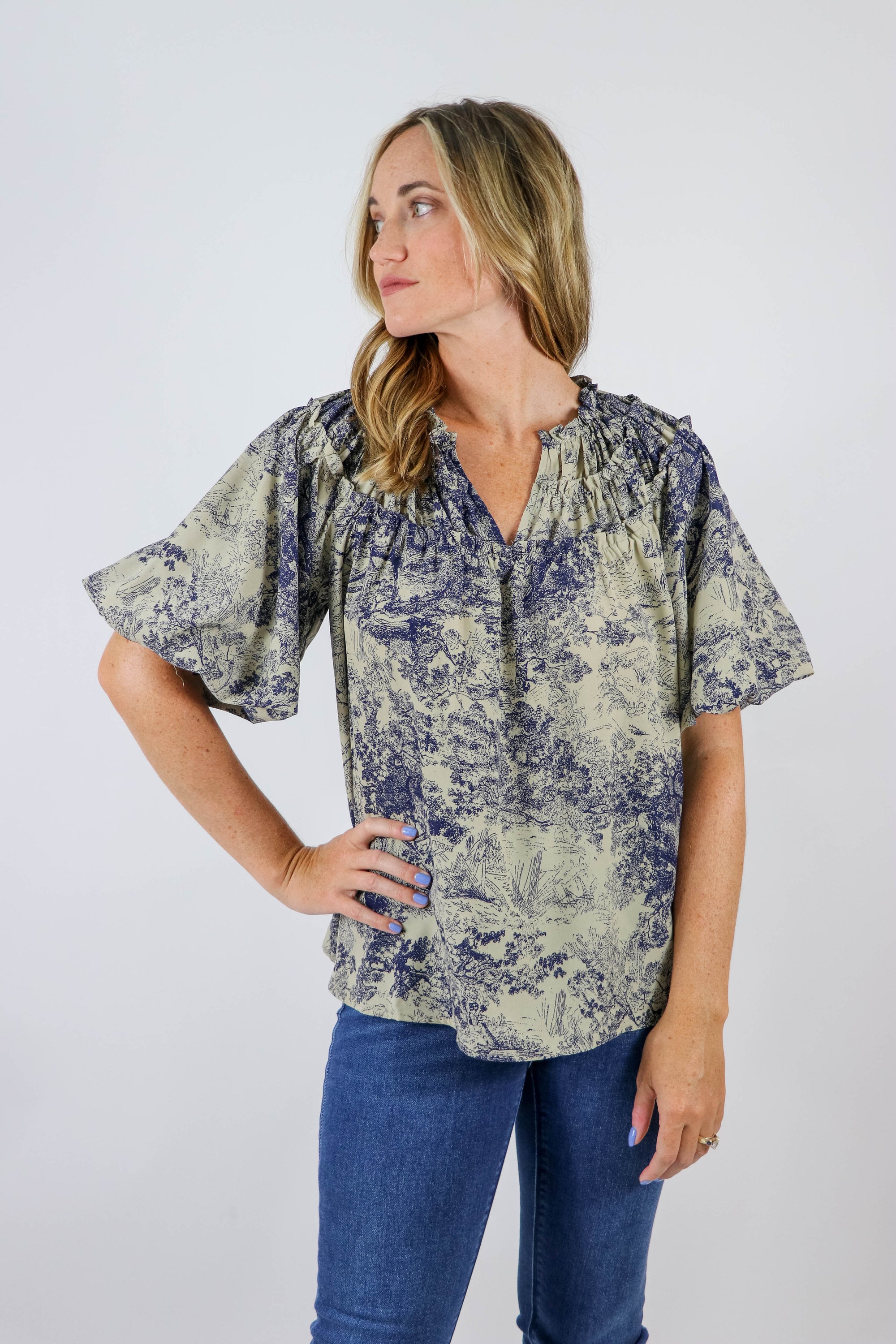 Entro | Toile Print Top for Women | Sweetest Stitch Online Boutique