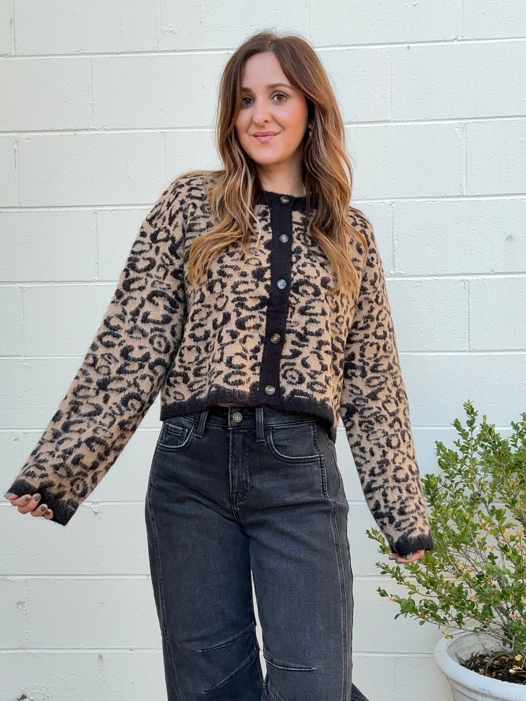 Miou Muse | Lena Button Front Leopard Sweater | Sweetest Stitch