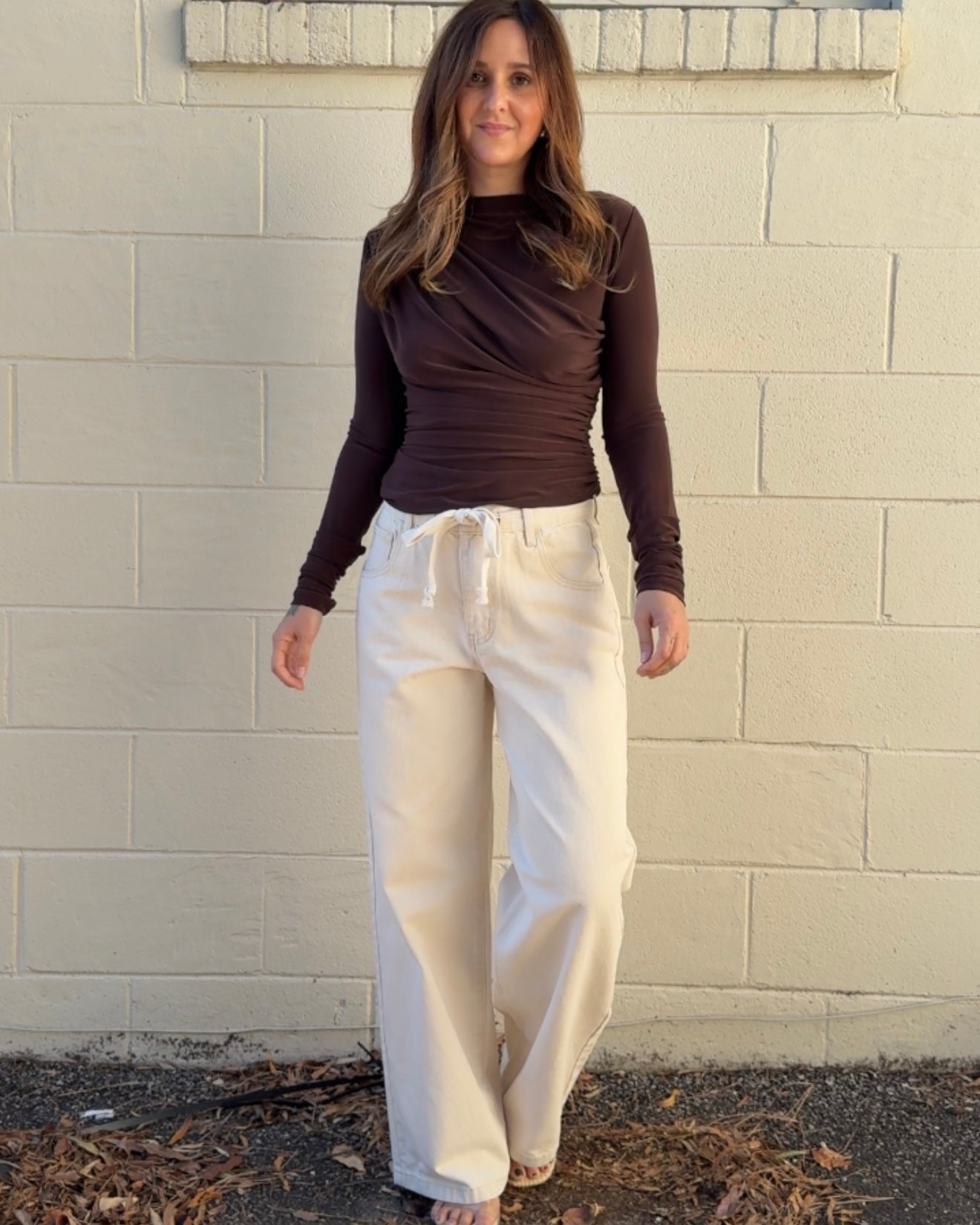 Aaron & Amber | Chana Wide Leg Jeans - Cream | Sweetest Stitch