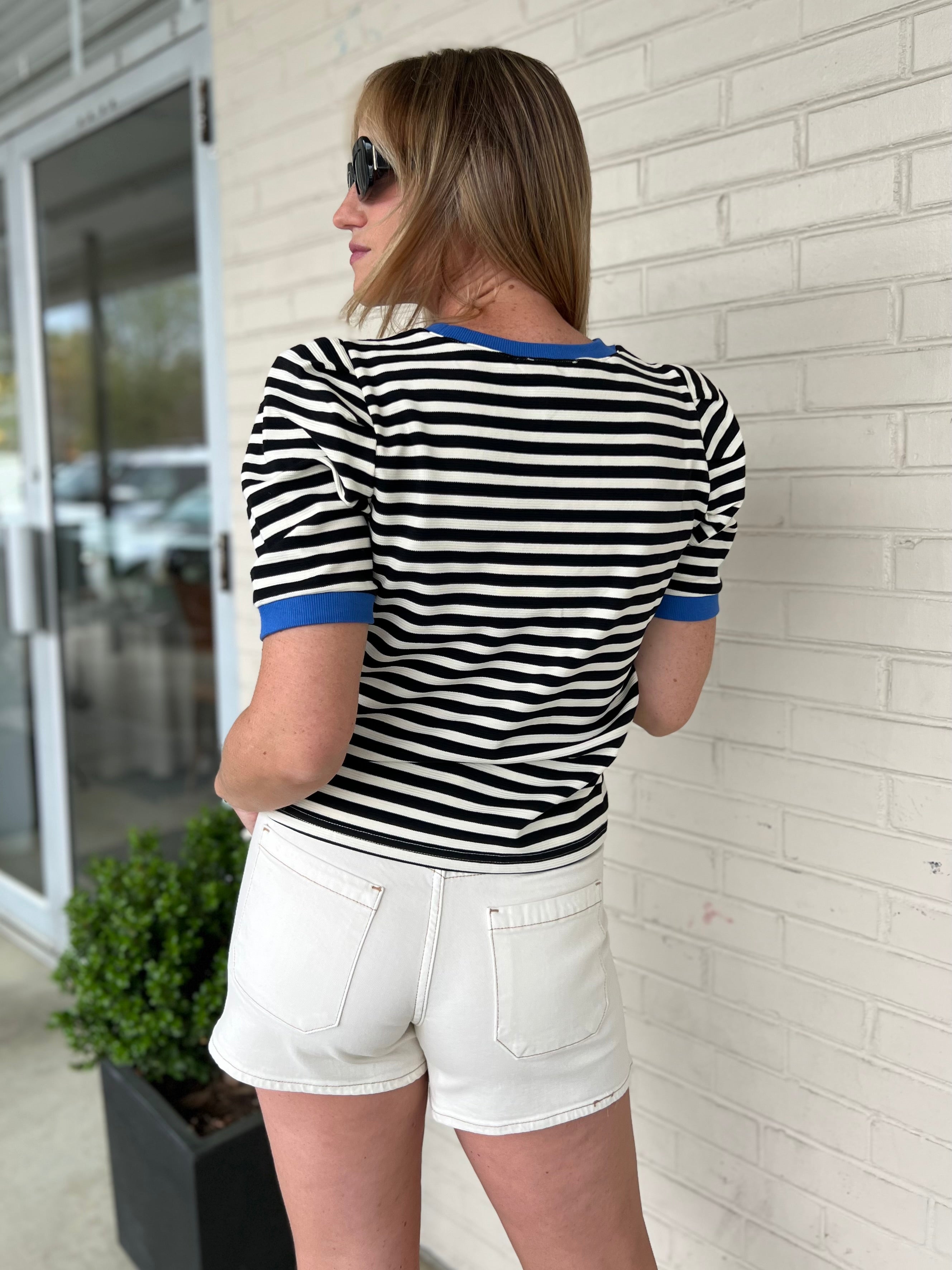 Entro | Marie Striped Short Sleeve Top | Sweetest Stitch