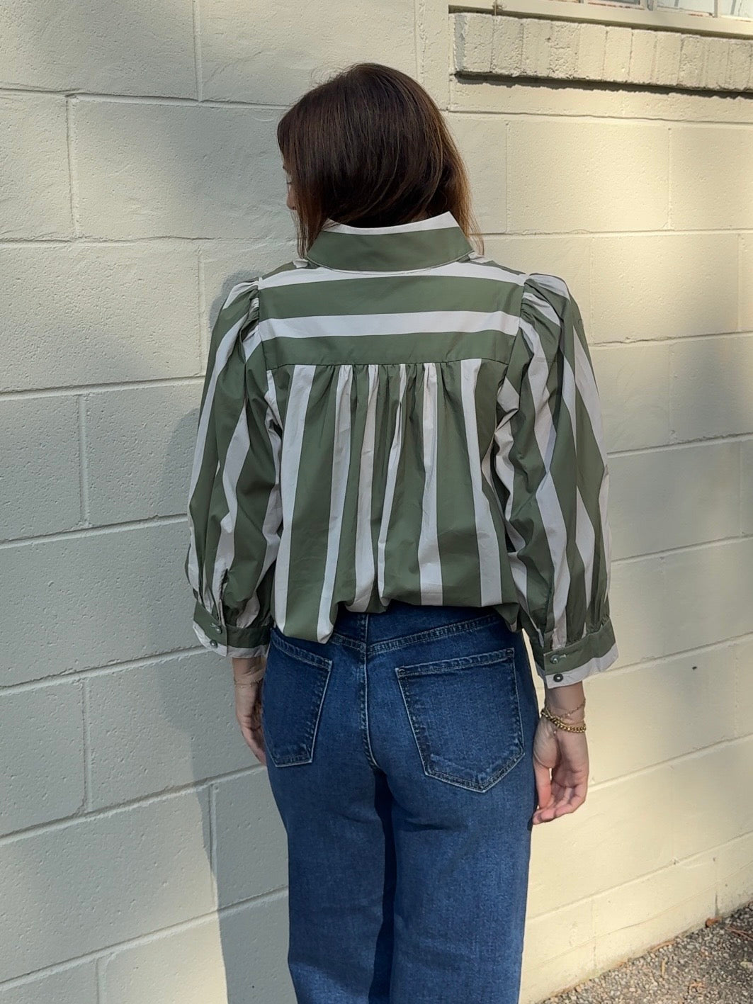 Entro | Carrie Olive Striped Top | Sweetest Stitch Boutique Richmond