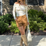 Olivaceous | Jules Ribbed Off Shoulder Top | Sweetest Stitch 