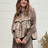 Astrid Tiered Metallic Top