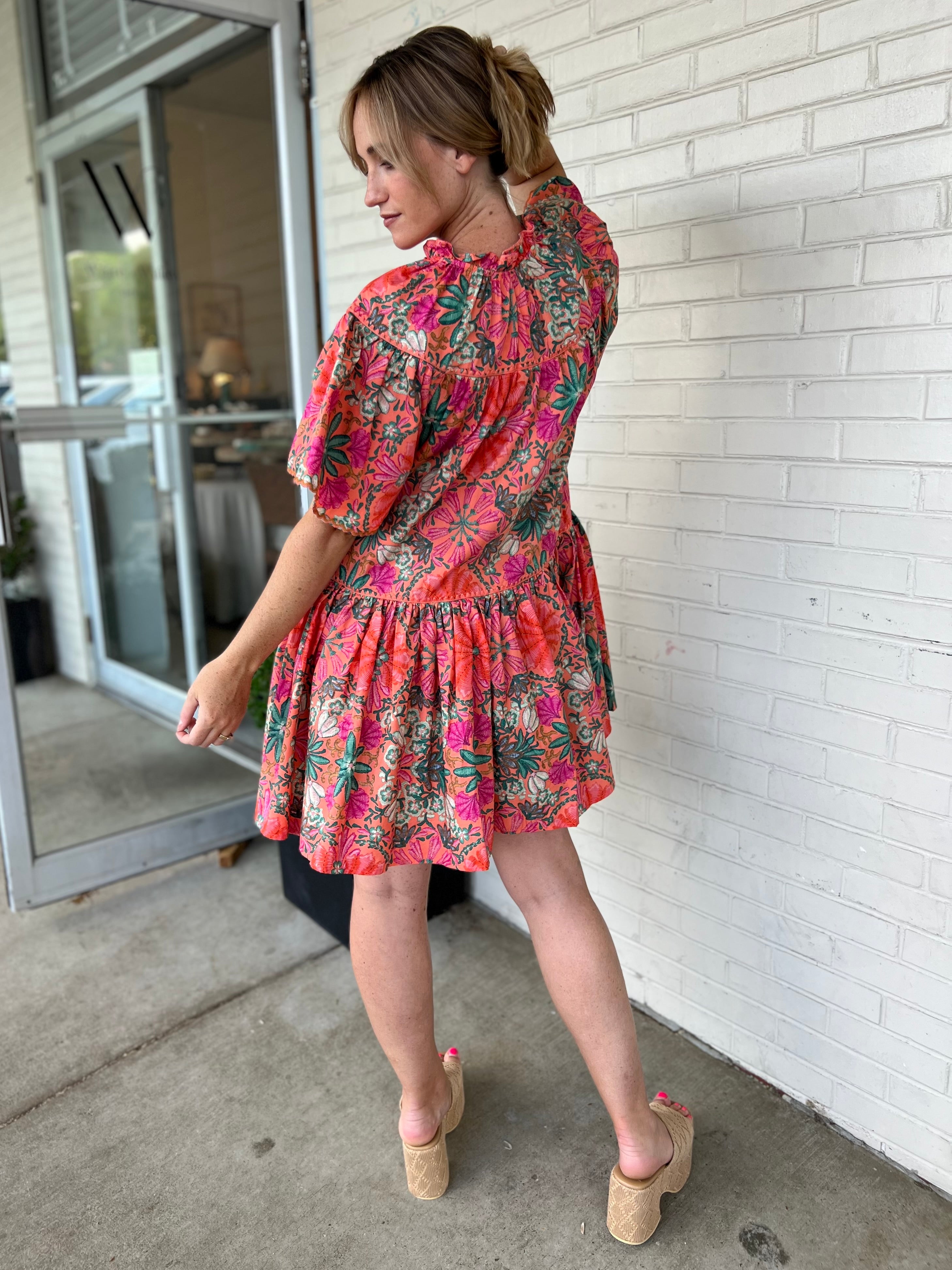 Olivaceous | Viola Orange Print Mini Dress | Sweetest Stitch Boutique
