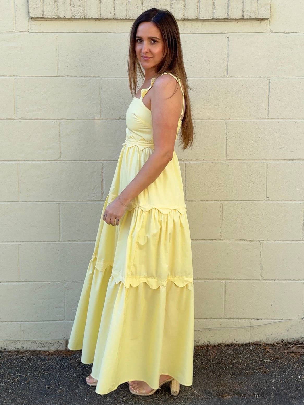 scallop maxi dress Analeia Scallop Strap Maxi Dress