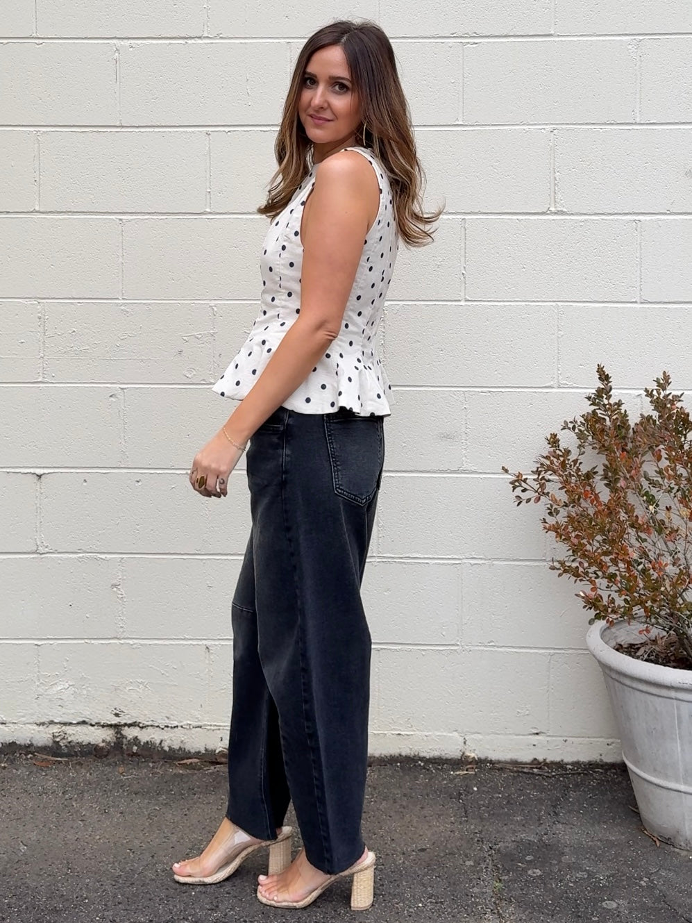 THML | Gracelyn Polka Dot Peplum Top | Sweetest Stitch Boutique