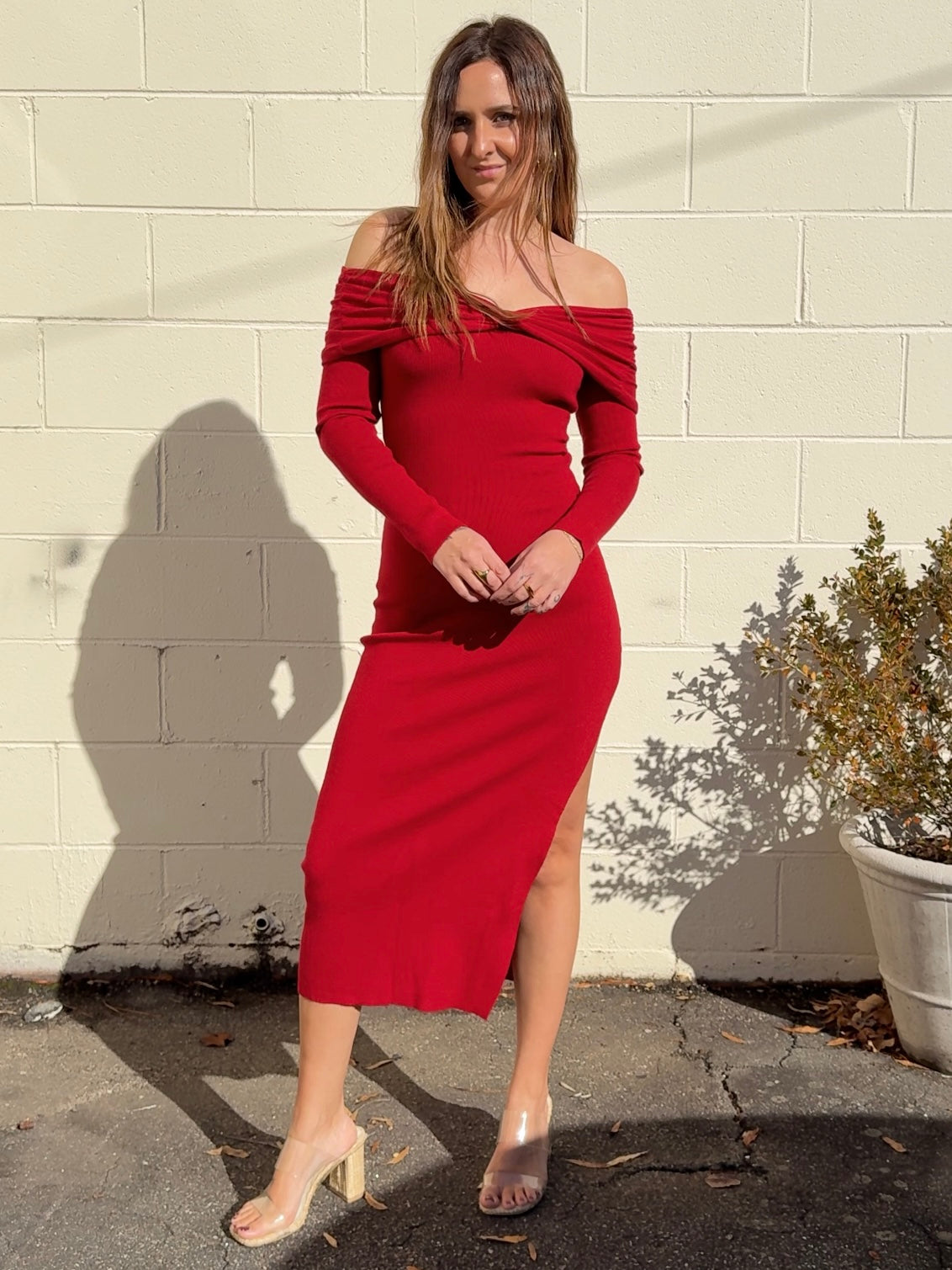 Crescent | Angie Off Shoulder Midi Dress | Sweetest Stitch Boutique