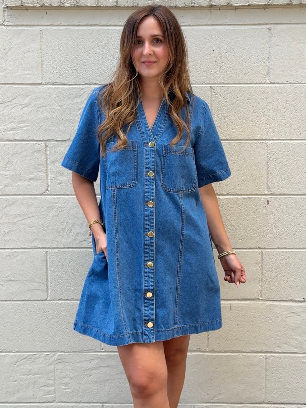 Entro | Whitney Button Front Denim Dress | Sweetest Stitch Boutique