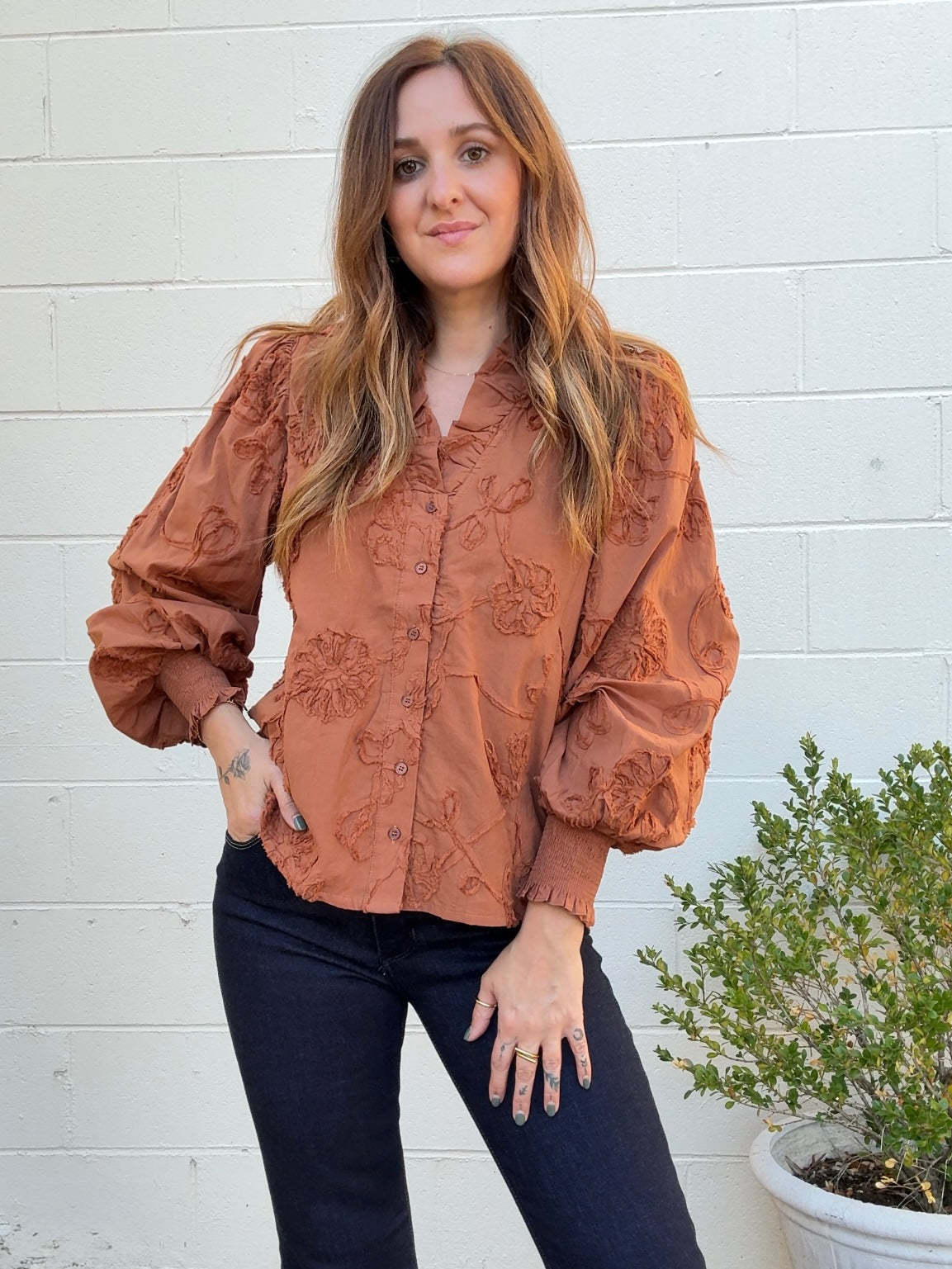 Entro | Gia Textured V-Neck Top | Sweetest Stitch Boutique