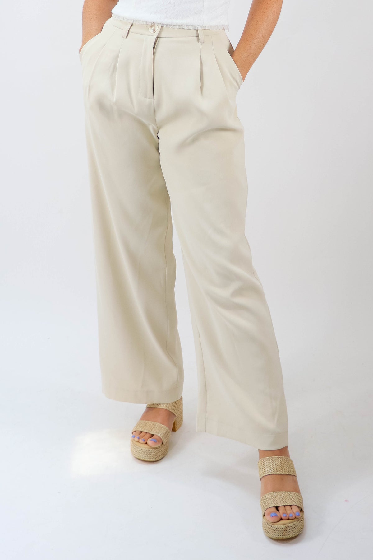 Beige Botany | Wide Leg Trouser Pants | Sweetest Stitch Boutique