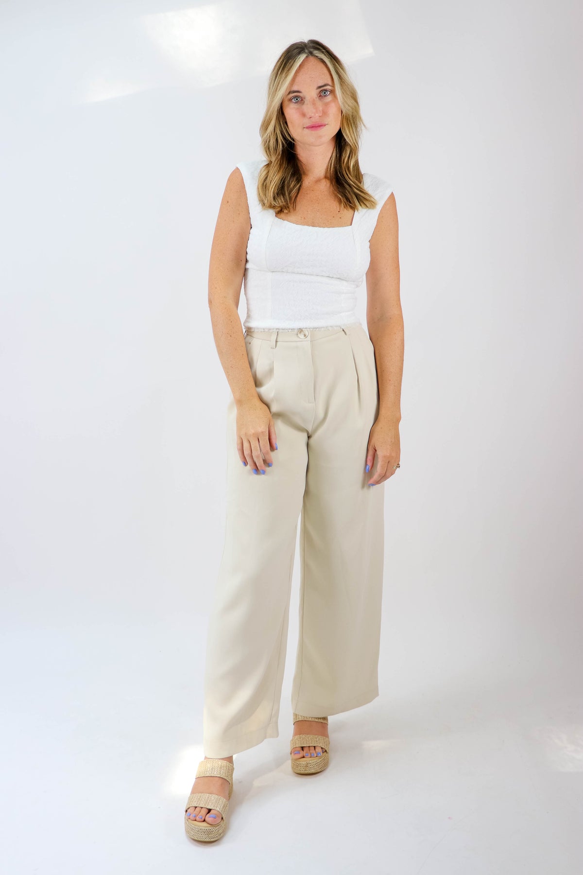 Beige Botany | Wide Leg Trouser Pants | Sweetest Stitch Boutique
