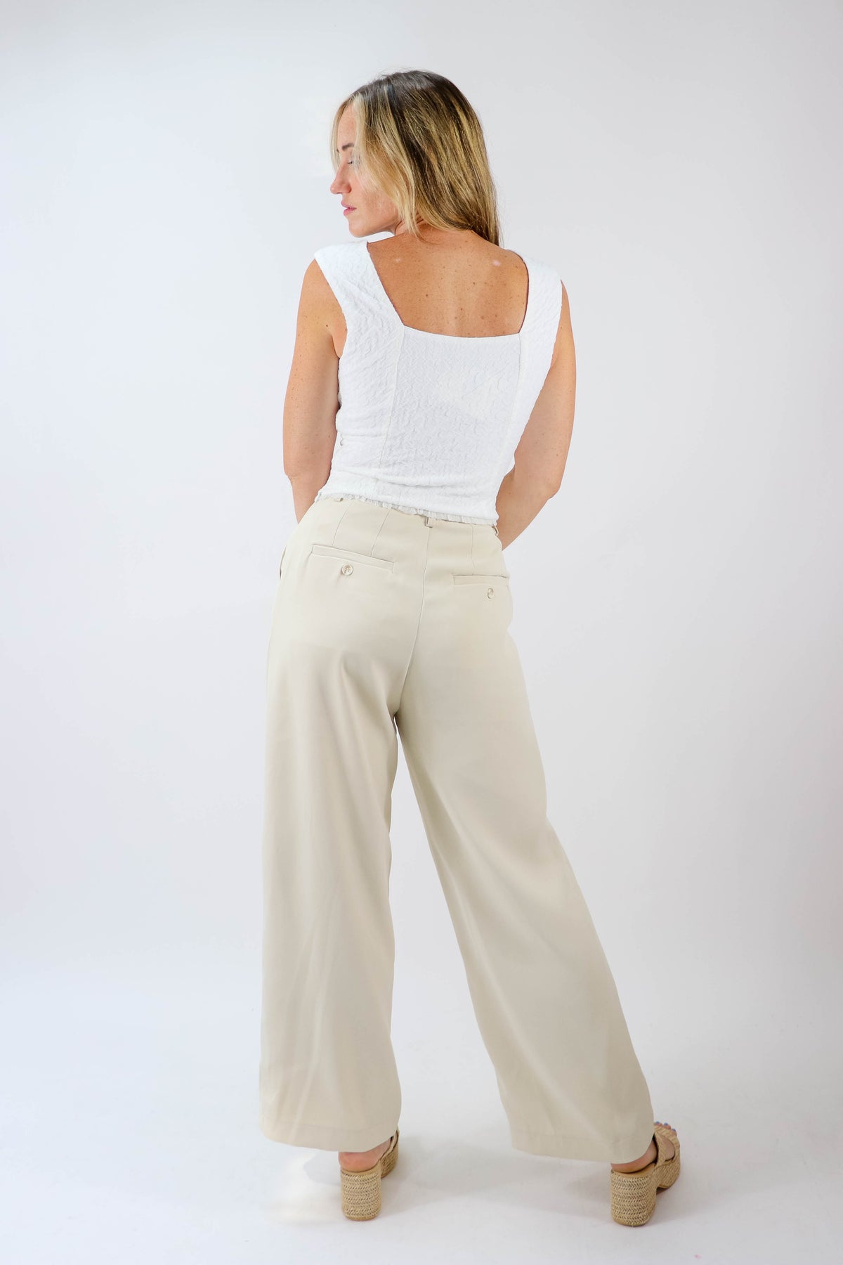 Beige Botany | Wide Leg Trouser Pants | Sweetest Stitch Boutique