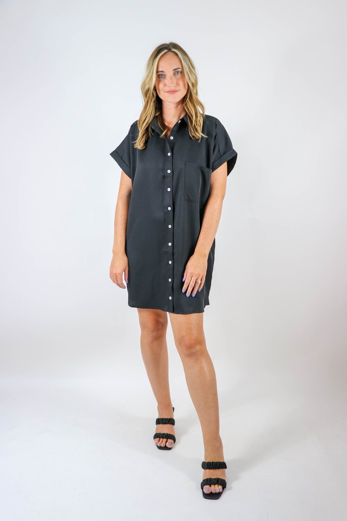 Entro | Black Button Up Shirt Dress | Sweetest Stitch Boutique