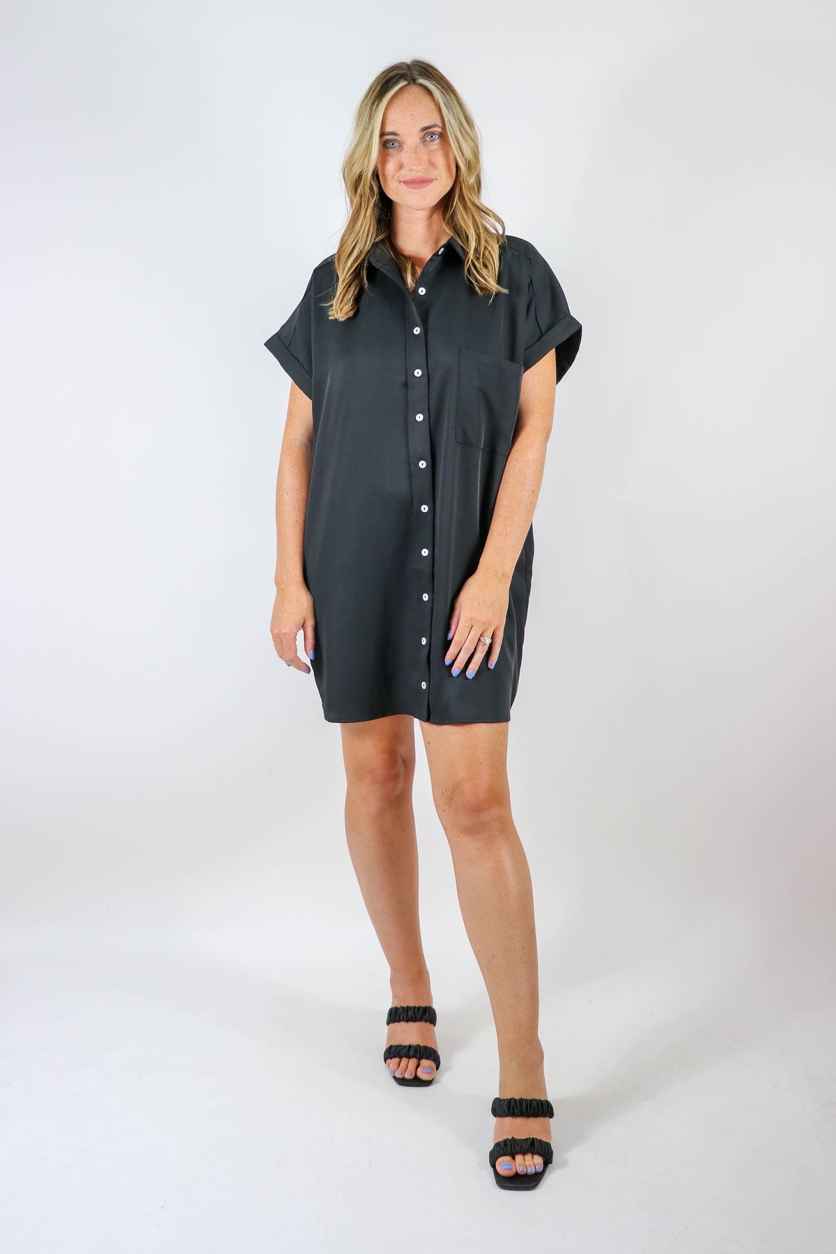Entro | Black Button Up Shirt Dress | Sweetest Stitch Boutique
