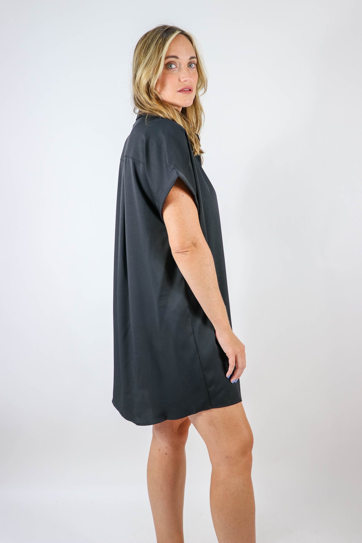Entro | Black Button Up Shirt Dress | Sweetest Stitch Boutique